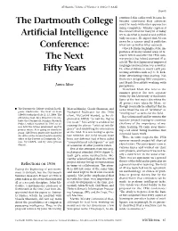 The Dartmouth College Artificial Intelligence Conference: the Next
