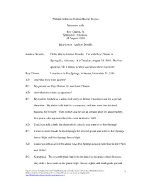 1 William Jefferson Clinton History Project Interview With