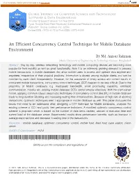 An Efficient Concurrency Control Technique for Mobile Database Environment by Md
