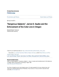 James D. Saules and the Enforcement of the Color Line in Oregon