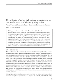 The Effects of Potential Output Uncertainty on the Performance of Simple Policy Rules Aaron Drew and Benjamin Hunt, Economics Department, Reserve Bank of New Zealand