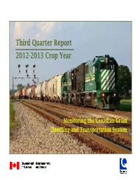 Third Quarter Report of the Monitor – Canadian Grain Handling and Transportation System