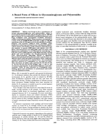 A Bound Form of Silicon in Glycosaminoglycans And