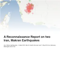 A Reconnaissance Report on Two Iran, Makran Earthquakes