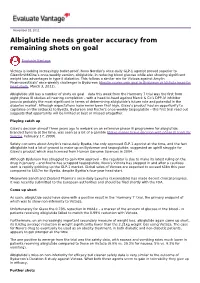 Albiglutide Needs Greater Accuracy from Remaining Shots on Goal