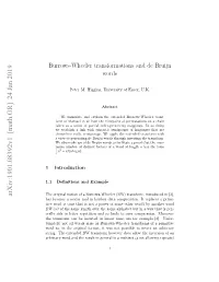 Burrows-Wheeler Transformations and De Bruijn Words