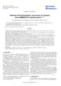 Diameter and Photospheric Structures of Canopus from AMBER/VLTI Interferometry�,
