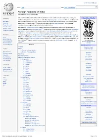Foreign Relations of India from Wikipedia, the Free Encyclopedia