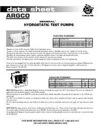 Hydrostatic Test Pumps