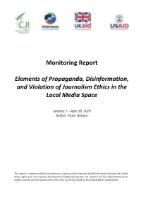Monitoring Report Elements of Propaganda, Disinformation, And