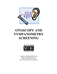 Otoscopy and Tympanometry Screening Manual