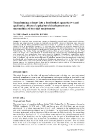 Quantitative and Qualitative Effects of Agricultural Development on a Unconsolidated Brackish Environment