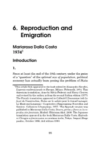 Reproduction and Emigration
