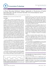 A Novel Microbial Aldehyde Oxidase Applicable to Production of Useful
