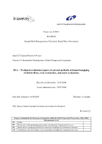 D3.1 – Technical Evaluation Report of Current Methods of Hazard Mapping of Debris Flows, Rock Avalanches, and Snow Avalanches