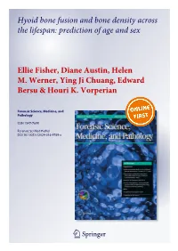 Hyoid Bone Fusion and Bone Density Across the Lifespan: Prediction of Age and Sex