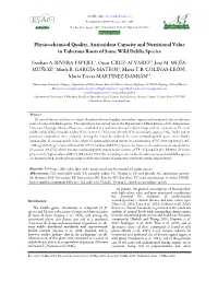 Physicochemical Quality, Antioxidant Capacity and Nutritional Value in Tuberous Roots of Some Wild Dahlia Species