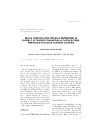 Single Nestling Care and Male Abandoning in Variable Antshrikes Thamnophilus Caerulescens, with Notes on Excess Roadside Clearing