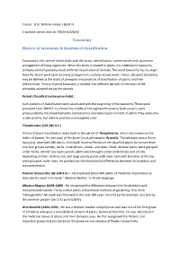 Taxonomy History of Taxonomy & Systems of Classification