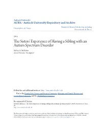 The Sisters' Experience of Having a Sibling with an Autism Spectrum Disorder