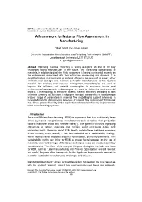 A Framework for Material Flow Assessment in Manufacturing