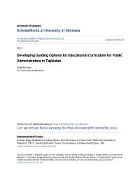 Developing Guiding Options for Educational Curriculum for Public Administrators in Tajikistan