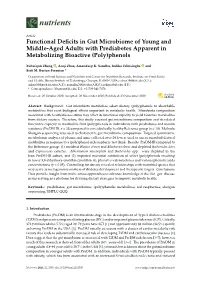 Functional Deficits in Gut Microbiome of Young and Middle-Aged