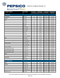 FY20 Pepsi Bottle and Can Pricing