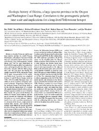 Geologic History of Siletzia, a Large Igneous Province in the Oregon and Washington Coast Range: Correlation to the Geomagnetic