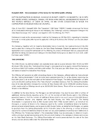Komplett ASA – Announcement of the Terms for the Initial Public Offering
