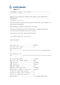 Webserver Cannot Be Started / No Web Access EAGLE20 / Eagleone