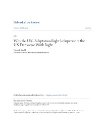 Why the U.K. Adaptation Right Is Superior to the U.S. Derivative Work Right Patrick R