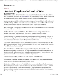 In Sudan, Archaeologists Unearth Ancient Kingdoms - Nytimes.Com
