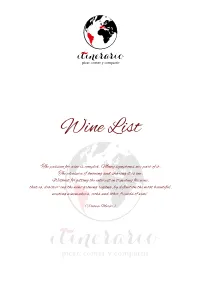 Read Our Wine List