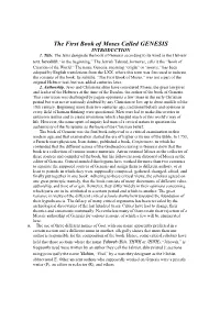 The First Book of Moses Called GENESIS INTRODUCTION 1