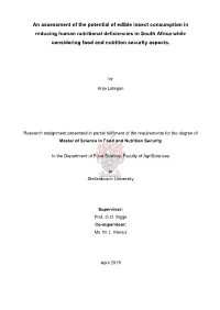 An Assessment of the Potential of Edible Insect Consumption In