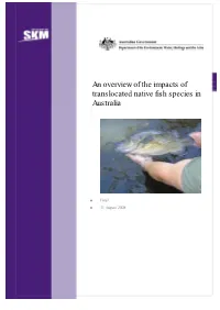 An Overview of the Impacts of Translocated Native Fish Species in Australia