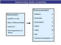 Determining Stellar Properties