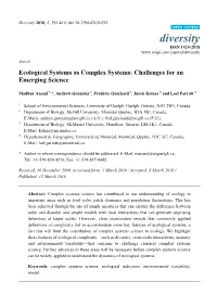 Ecological Systems As Complex Systems: Challenges for an Emerging Science