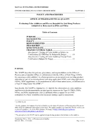 Evaluating Color Additives and Flavors Intended for Oral Drug Products Submitted Or Referenced in Inds and Ndas