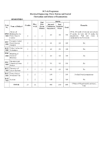 M-Tech Power System & Control Sche & Syllabus
