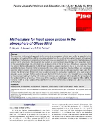 Mathematics for Input Space Probes in the Atmosphere of Gliese 581D