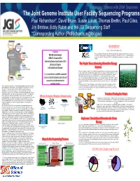 The Joint Genome Institute User Facility Sequencing Programs