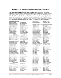 Appendix 4: Flora Known to Occur on Fort Drum