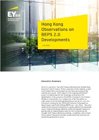 Hong Kong Observations on BEPS 2.0 Developments