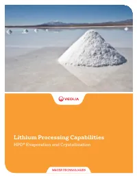 Lithium Processing Capabilities HPD® Evaporation and Crystallization