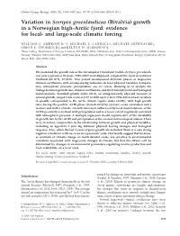 Variation in Serripes Groenlandicus (Bivalvia) Growth in a Norwegian High-Arctic Fjord: Evidence for Local- and Large-Scale Climatic Forcing