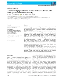 A Novel Red Pigment from Marine Arthrobacter Sp. G20 with Specific Anticancer Activity