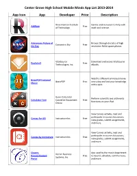 Center Grove High School Mobile Minds App List 2013-2014 App Icon App Developer Price Description