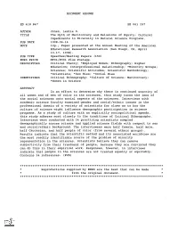 Cultural Impediments to Diversity in Natural Science Programs